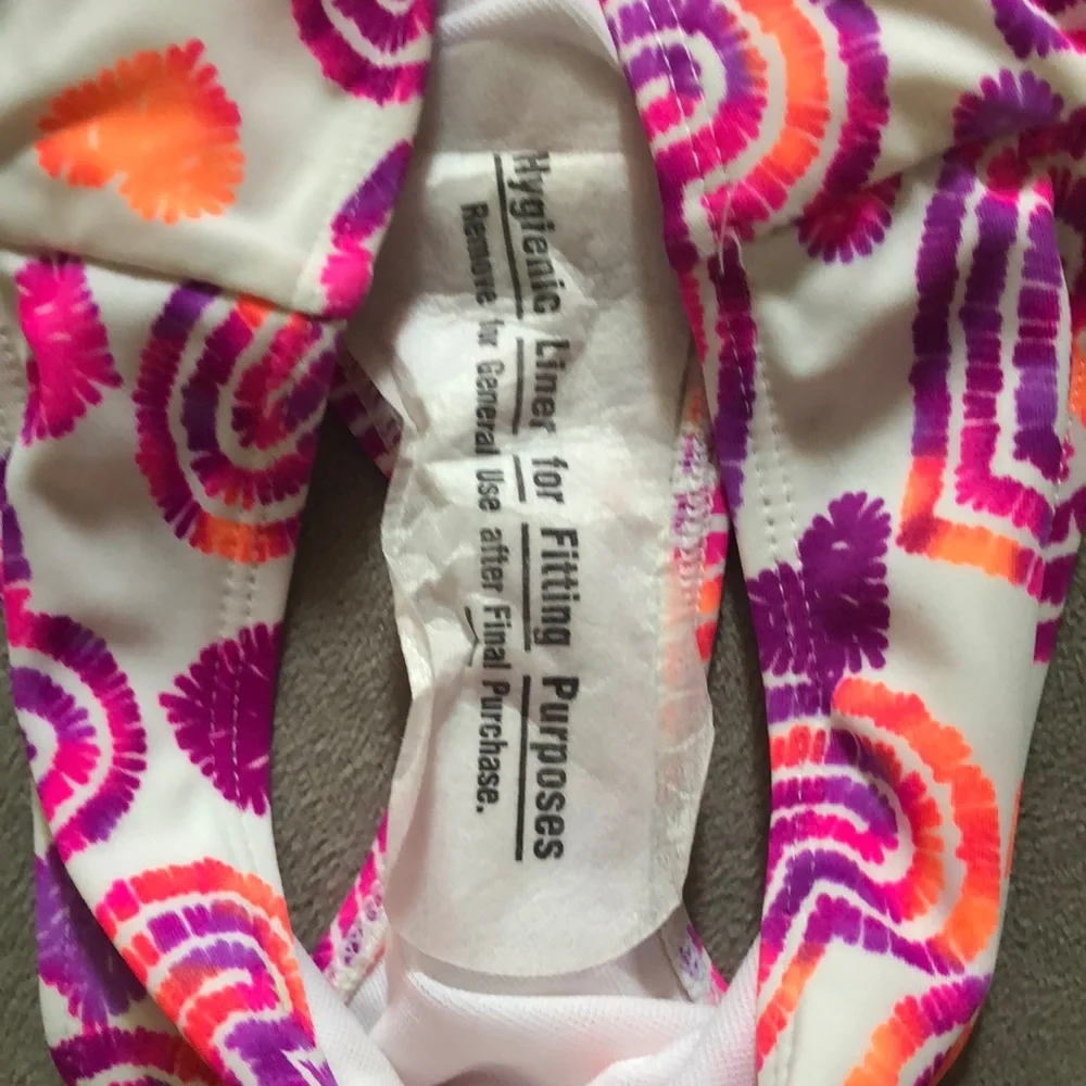 Joe Box 2 Piece Swim Suit Girls 10/12 Large Pink Purple White Ruffles Halter NWT